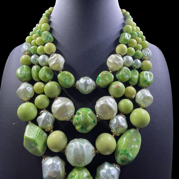 Vintage Statement Beaded Necklace Coquette Fairycore Artsy Whimsical Chunky Bold - Picture 3 of 8